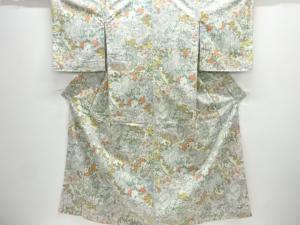 地紙に草花模様着物